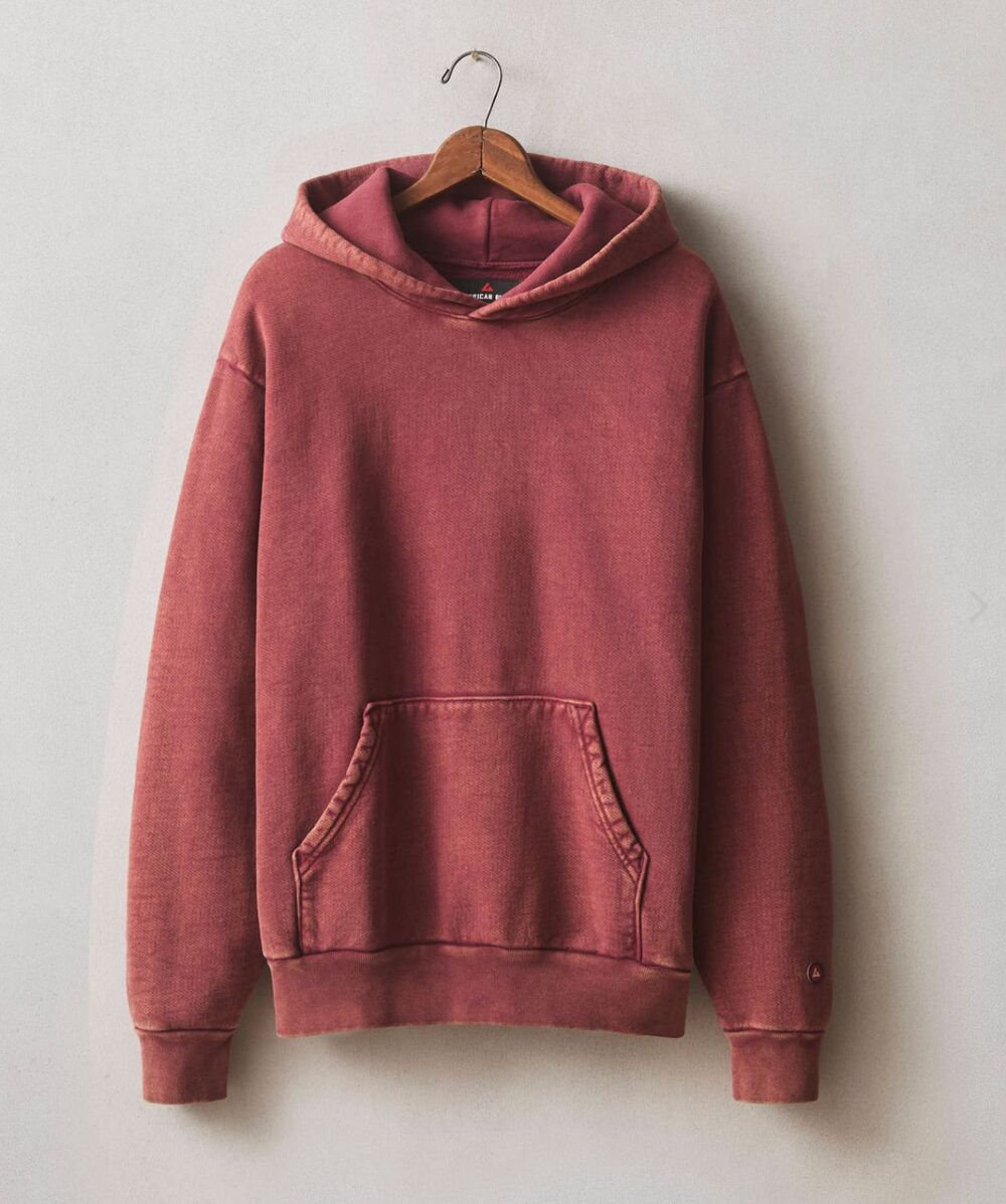 American Giant Vintage Pullover Unisex Large Pomegranate Mineral Wash Hoodie NEW